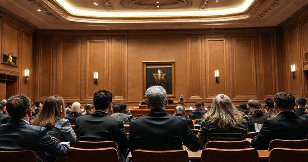 Avvocati in aula durante un corso obbligatorio