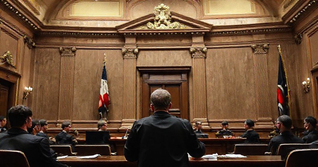 Avvocato in tribunale durante udienza